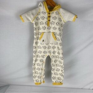 Disney Baby Simba Hooded Romper Lion King 18-24M Yellow One Piece
